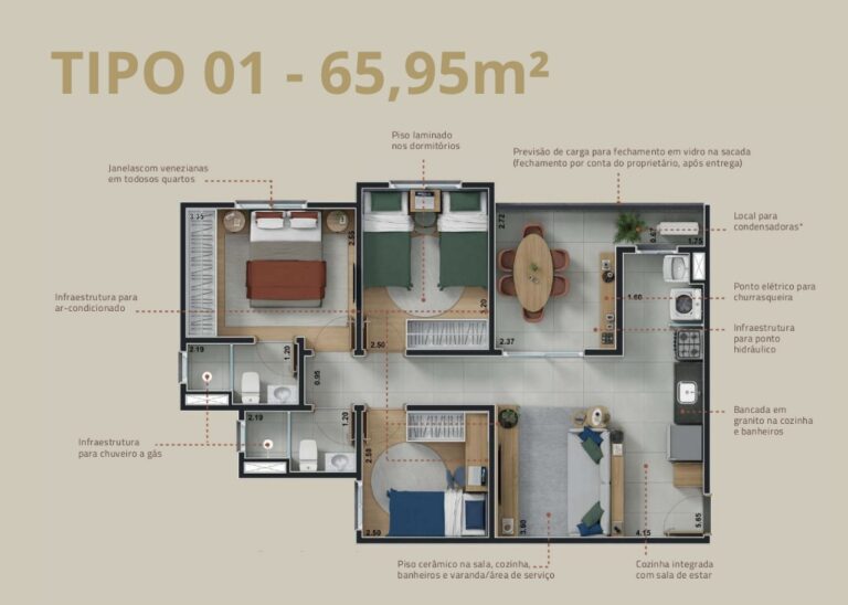 TIPO 02 - 56,04m² - 1
